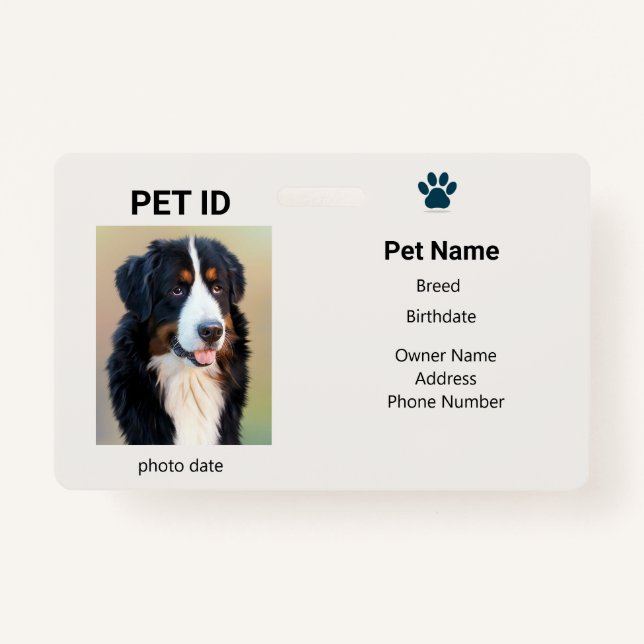 Lost Dog | Pet ID Tag Information Badge (Front)