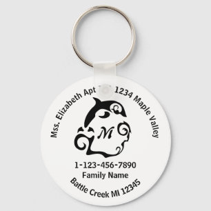 Lost Dolphin Swimming Family Home Address Keychain