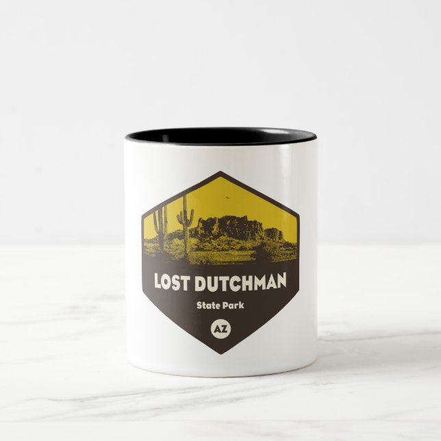 Lost Dutchman State Park Arizona Two-Tone Coffee Mug (Center)