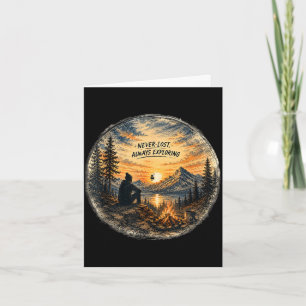 Lost exploring camping adventure hiking card