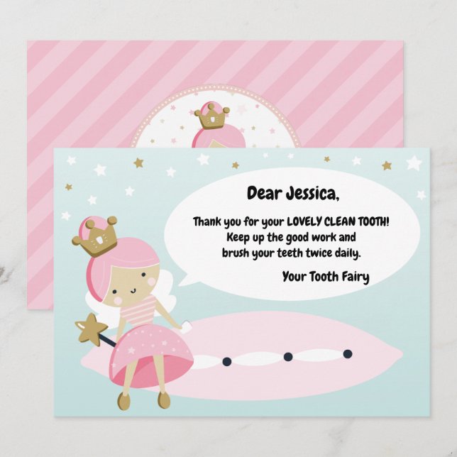 Lost First Tooth Card. Tooth Fairy Visit Note. Hol Holiday Card (Front/Back)