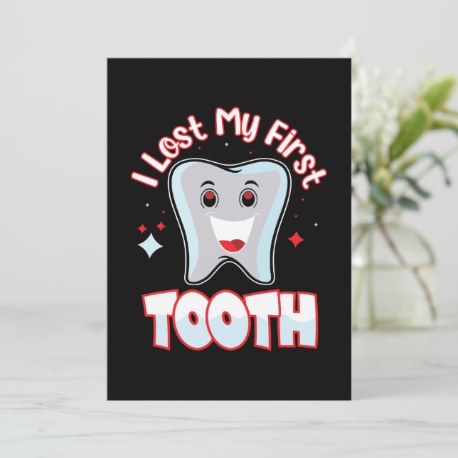 Lost First Tooth Cute Congratulation Invitation (Standing Front)