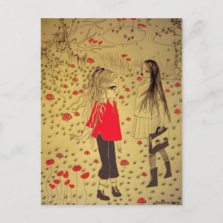 lost girl drawing postcard