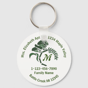 Lost Hooded Grasshopper Family Home Address Keychain