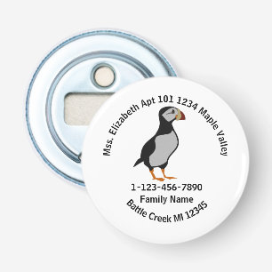 Lost Horned Puffin Standing Family Home Address Bottle Opener