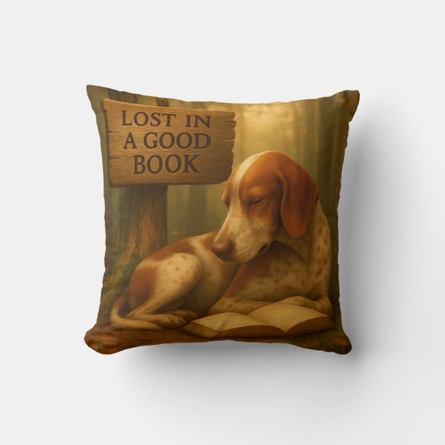 “Lost in a Good Book” – Hollow Wisdom Collection! Throw Pillow (Front)