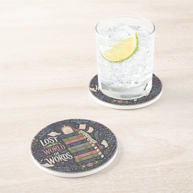 Lost In A World Of Words Coaster (Side)