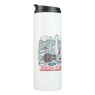 Lost in Buenos Aires Retro Doodle Travel Thermal Tumbler