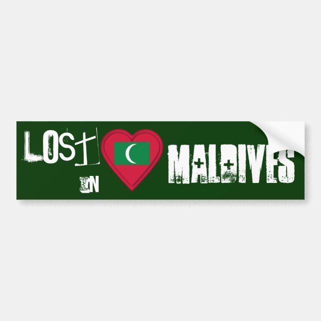 Lost in Maldives Flag Heart Bumper Sticker (Front)