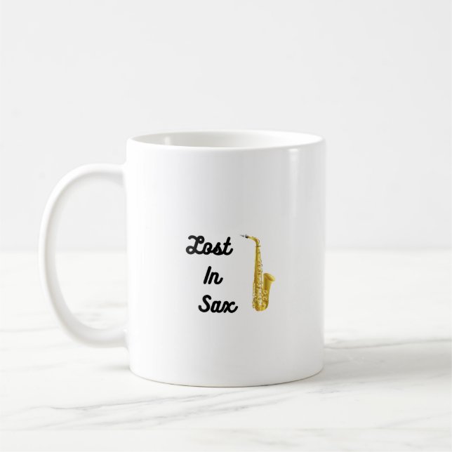 Lost in Sax with a saxophone  Coffee Mug (Left)