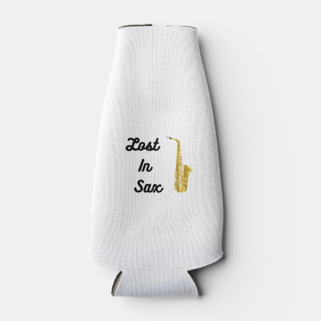 Lost in Sax with Saxophone on a  Bottle Cooler (Front)