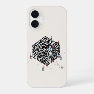 Lost in the QR Code – Geek Maze Art iPhone 16 Case