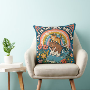 Lost in the Right Direction – Cute Whimsical Throw Pillow