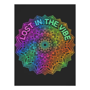 Lost in the Vibe Rainbow Neon Mandala Graphic Poster