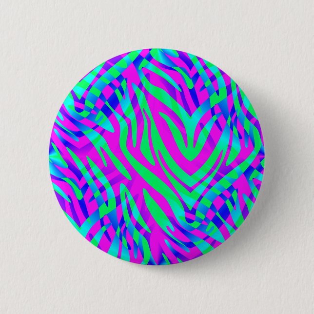 Lost in the Wilds Abstract Colourful Zebra Stripes 2 Inch Round Button (Front)