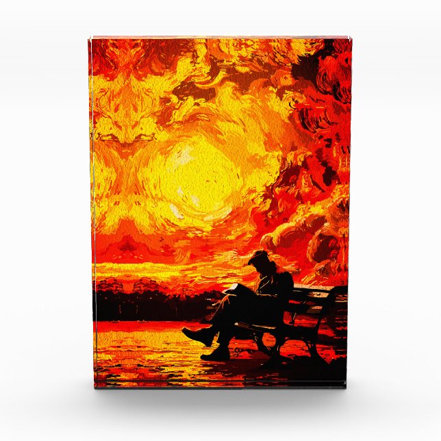 Lost in Thought – Surreal Sunset Reflection Photo Block (Front)