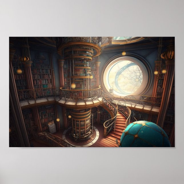 "Lost in Time": A Steampunk-inspired Library Poste Poster (Front)