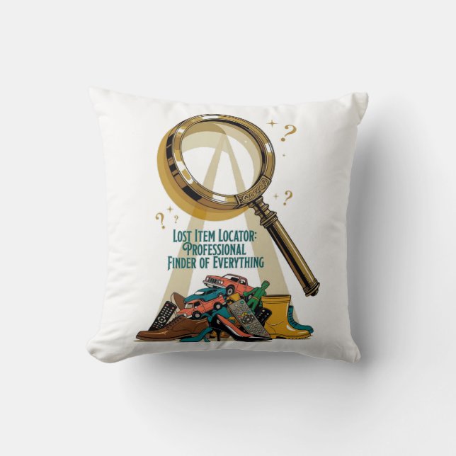 Lost Item Locator T Shirt, Professional Finder Mug Throw Pillow (Front)