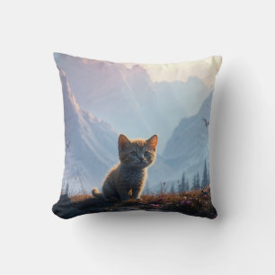 Lost Kitten in the Wilderness Throw Pillow