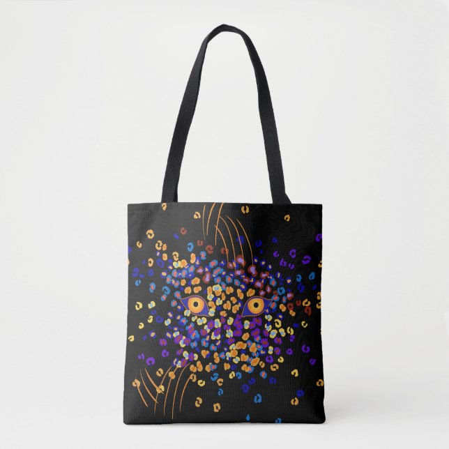 Lost Leopard on Black Tote Bag (Front)