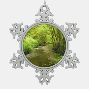 Lost Man Creek I at Redwood National Park Snowflake Pewter Christmas Ornament