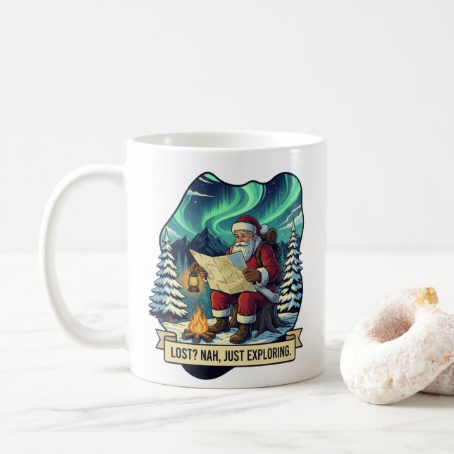 Lost Nah Just Exploring Santa Design Coffee Mug (With Donut)