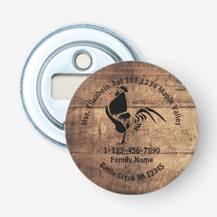 Lost Rooster Silhouette Family Home Address Bottle Opener