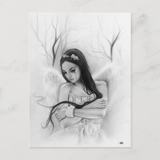 Lost sad angel emotional postcard (Front)