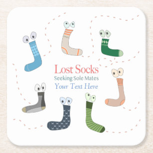 Lost Socks Seeking Sole Mates Baby Blanket Square  Square Paper Coaster
