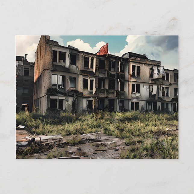 Lost Spaces | Abandoned Post Apocalyptic Buildings Postcard (Front)