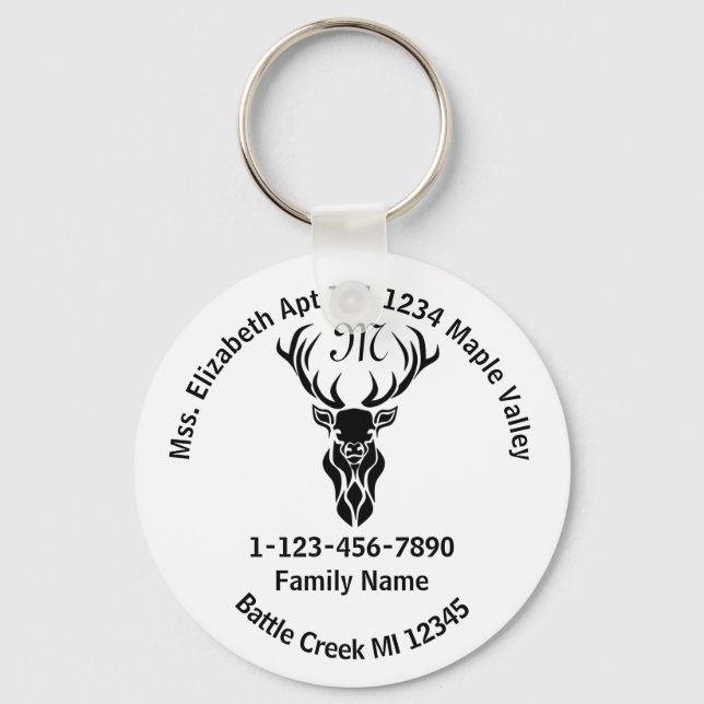 Lost Stag Monogram Family Home Address Keychain (Front)