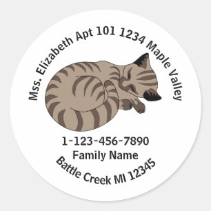 Lost Tan Tabby Kitten Family Home Address Classic Round Sticker