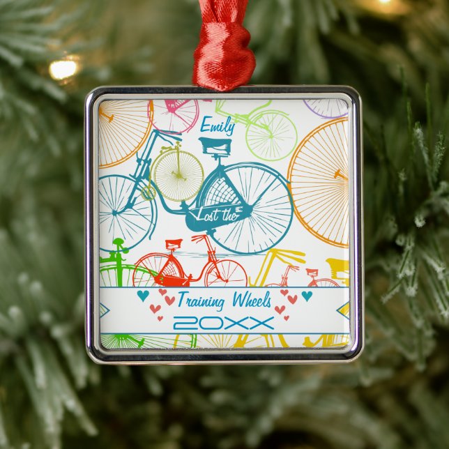 Lost the Training Wheels Bike Keepsake and Year Metal Ornament (Tree)