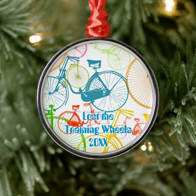 Lost the Training Wheels Bike Keepsake and Year Metal Ornament (Tree)