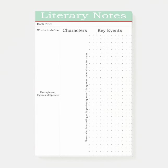 Lost Tools of Writing Literary Post It Notes (Front)