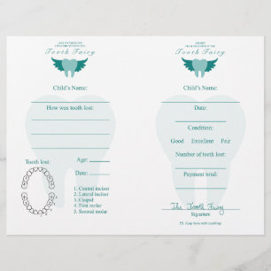 Lost Tooth Keepsake Note & Receipt for Kids Teal