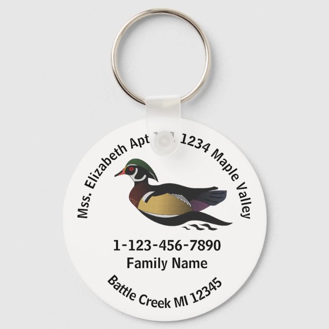 Lost Wood Duck Home Address Keychain (Front)