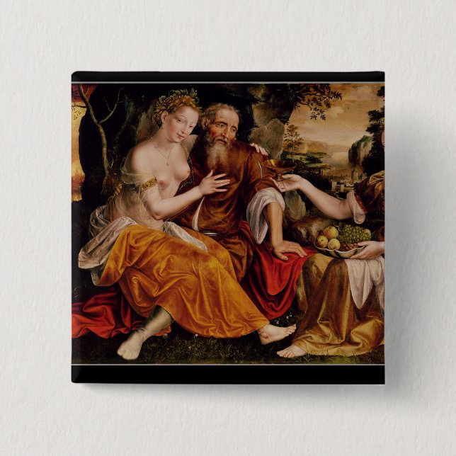 Lot and his Daughters, c.1565 2 Inch Square Button (Front)