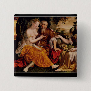 Lot and his Daughters, c.1565 2 Inch Square Button
