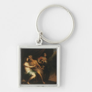 Lot and his Daughters (oil on canvas) 3 Keychain