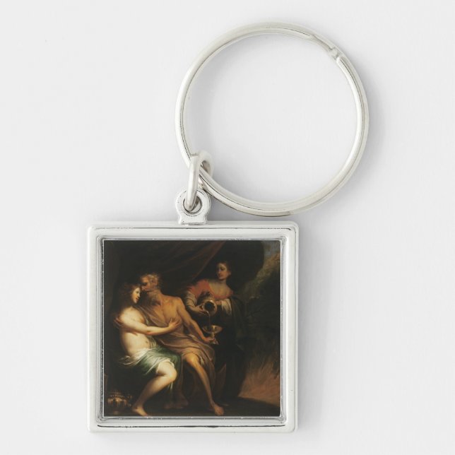 Lot and his Daughters (oil on canvas) 3 Keychain (Front)