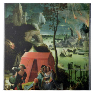 Lot and his Daughters (oil on panel) Tile