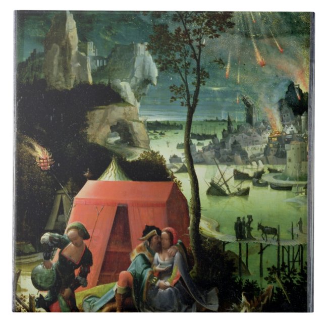 Lot and his Daughters (oil on panel) Tile (Front)