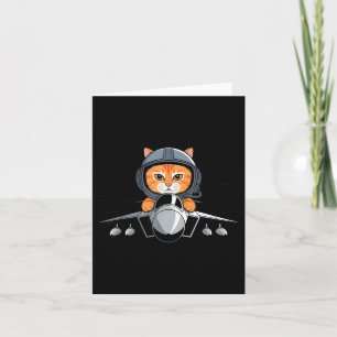 Lot Cat Fighter Jet Funny Aviation Kitty Design  Card