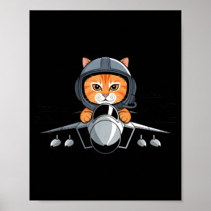 Lot Cat Fighter Jet Funny Aviation Kitty Design  Poster