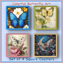 ENSEMBLE DE SOUS-TASSES (4) - Art Papillon Coloré