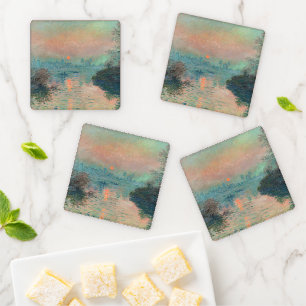 Lot De Dessous-de-verres Monet Sunset Seine Beaux-Art Impressionnisme