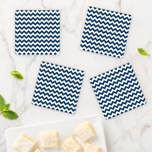 Lot De Dessous-de-verres Navy Zigzag, Navy Chevron, Motif géométrique