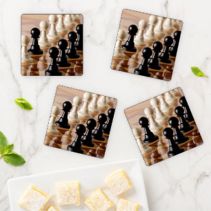 Lot De Dessous-de-verres Pions sur le tableau d'échecs