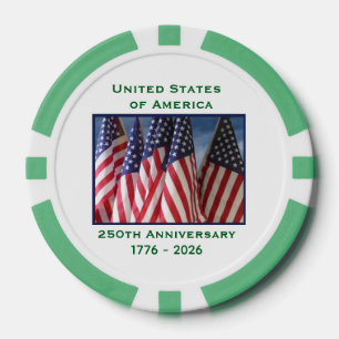 Lot De Jeton De Poker 250e anniversaire USA Patriotic Flag Premium Green